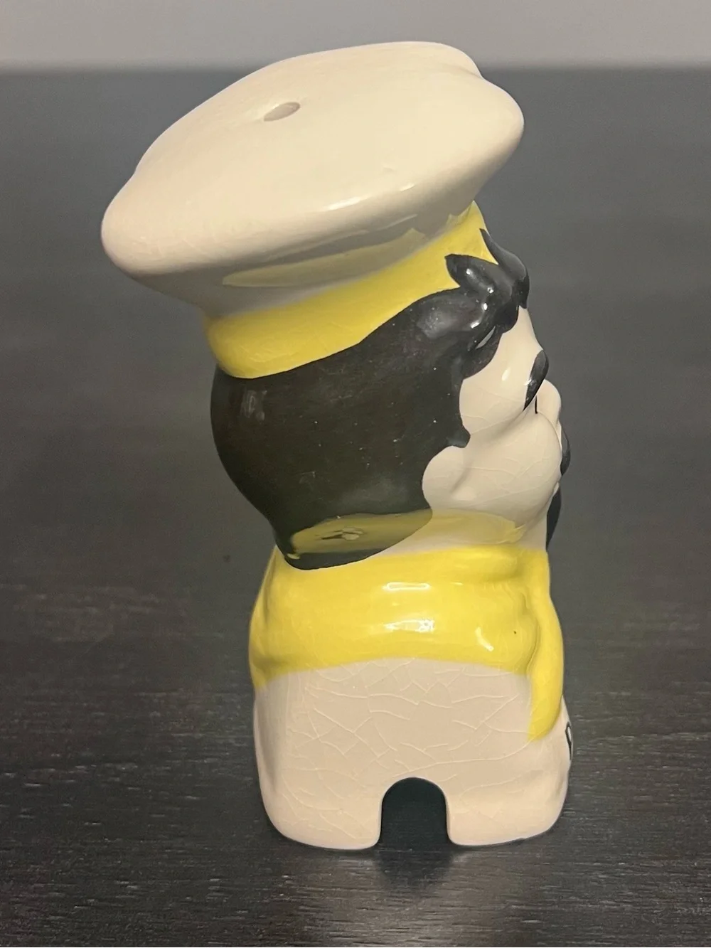 VTG Mid Century Ceramic Chef Pie Vent Pie Bird Funnel Yellow Unmarked 4”